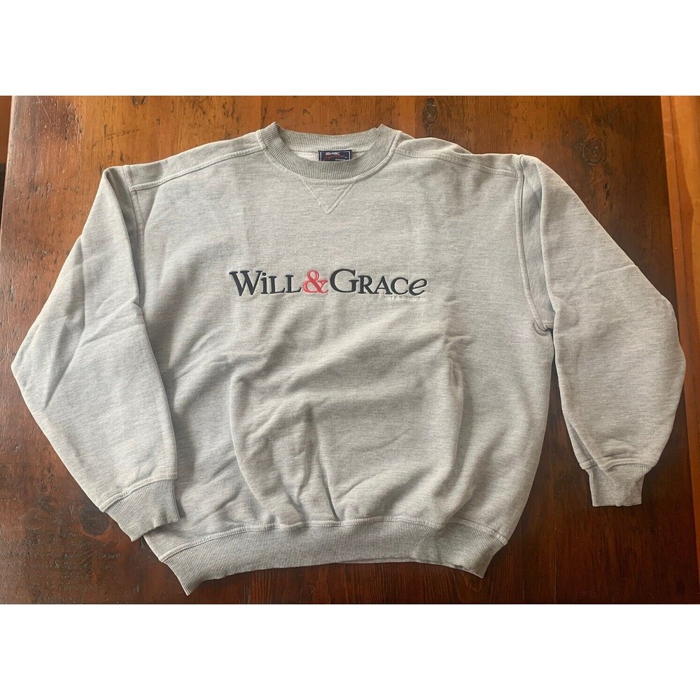 Vintage 2002 Will & Grace Crew Neck Sweatshirt NBC Embriodered Grey Size XL